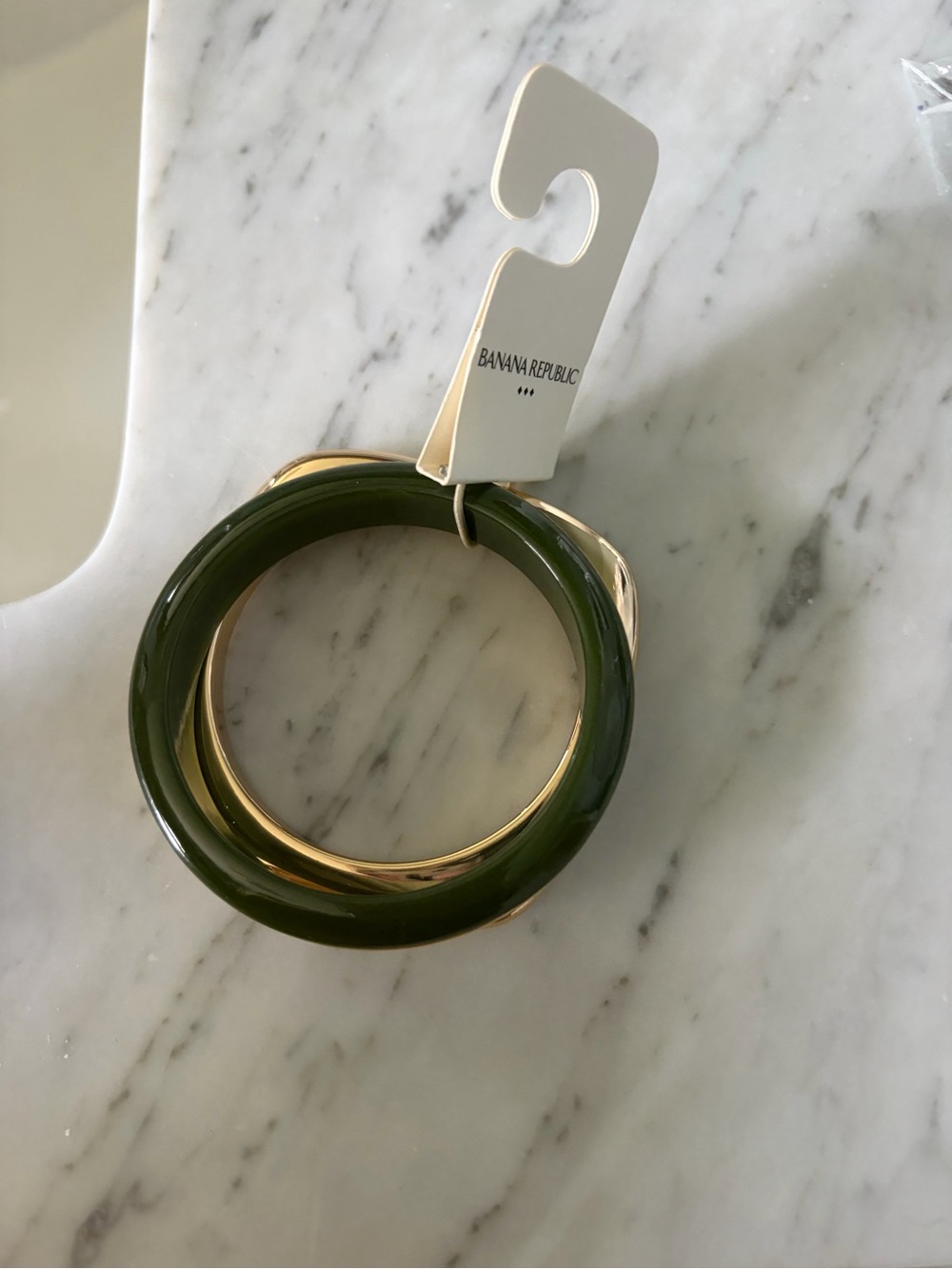 Banana Republic Olive Green and Gold Bangle Bracelet